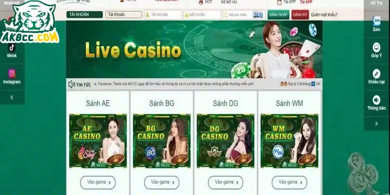 Khái quát về sảnh cá cược casino K8CC đỉnh cao